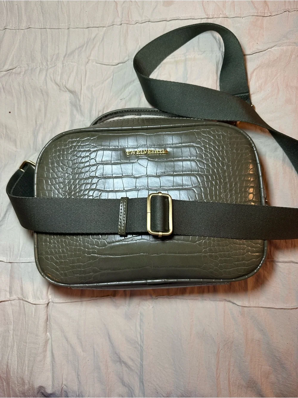 Twelve Little Olive Croc-Embossed Crossbody Bag